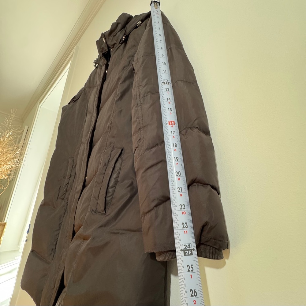 Michael Kors Down Puffer Coat Black Hooded Long Parka Size PL Warm Winter Jacket - Picture 14 of 15